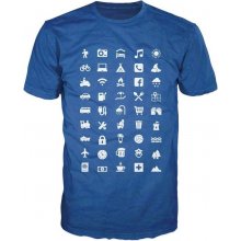 Cestovatelské triko piktogramy modré