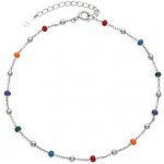 Nubis® Stříbrný náramek na nohu s barevnými korálky NB-6046 – Zboží Dáma