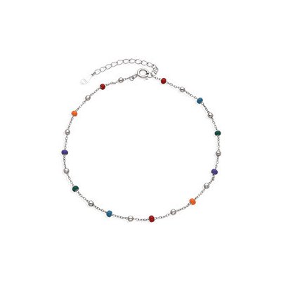 Nubis® Stříbrný náramek na nohu s barevnými korálky NB-6046 – Zboží Dáma