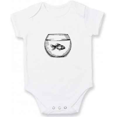 Tužkou kreslená rybička v akváriu Body kojenecké krátký rukáv bílé – Zboží Mobilmania