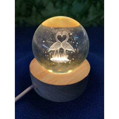 Noční světlo křišťálová koule 3D Dva plameňáci – Hledejceny.cz