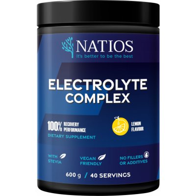 Natios Electrolyte Complex, Elektrolyt komplex, Citrón, 600 g