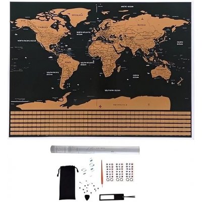 Malatec 23442 Velká Stírací mapa světa s vlajkami 82 × 59 cm + příslušenstvím – Zboží Dáma