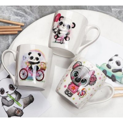 Veroni Hrnek porcelánový PANDA 3dekory 300 ml – Sleviste.cz