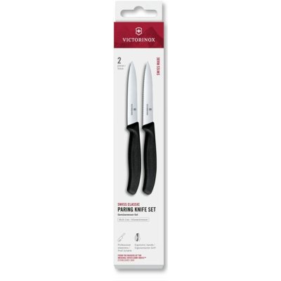 VICTORINOX Swiss Classic paring knife set 2 ks 10cm straight/wavy black box – Zbozi.Blesk.cz