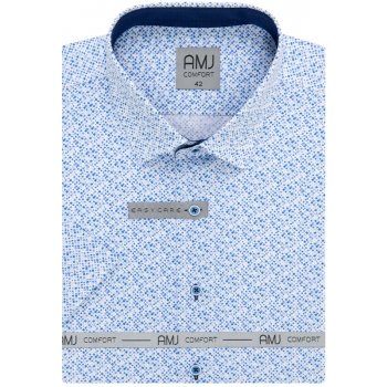 AMJ slim fit košile s krátkým rukávem s modrým vzorem VKSBR1208