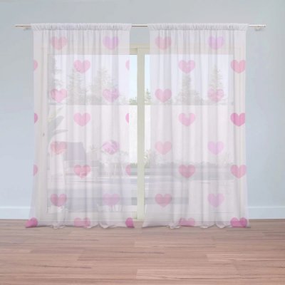 Záclony Růžové srdce: 2 ks - 150x250 cm - Sablio – Hledejceny.cz
