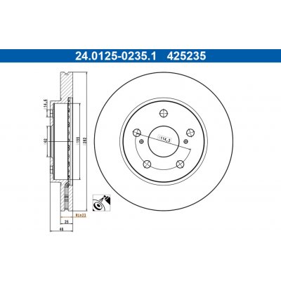 Brzdový kotouč ATE 24.0125-0235.1 (24012502351) – Hledejceny.cz