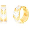 Náušnice Šperky eshop kruhové ve zlatě kroužek s matným dvoubarevným vzorem V GG217.27