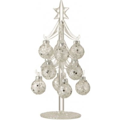Skleněný stromek se stříbrnými koulemi Baubles Stars Ø 10*20 cm J-Line by Jolipa – Hledejceny.cz
