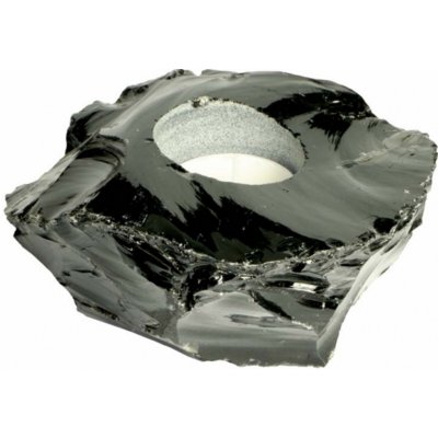 Milujeme Kameny Obsidián černý - svícen - surový kámen – Zboží Dáma