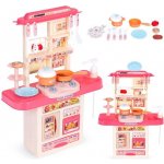 ECOTOYS MULTISTORE Dětská kuchyňka se zvuky LED světly dřezem 10 doplňků růžová barva – Zboží Mobilmania