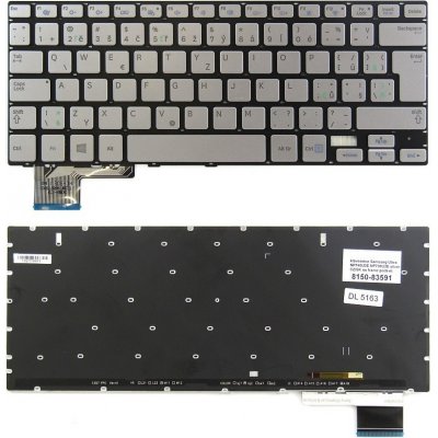 česká klávesnice Samsung Ultra NP740U3E NP730U3E stříbrná CZ/SK no frame podsvit – Zboží Živě