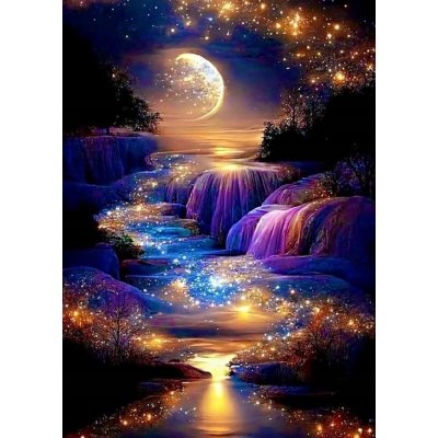 Norimpex diamantové malování Měsíc Zlatá krajina 30 x 40 cm – Sleviste.cz