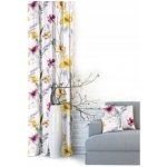 Dekortex Hotový závěs na řasící pásce,žluté a růžové květy, 2rozměry,bílá Rozměr: 140x250cm – Zboží Mobilmania