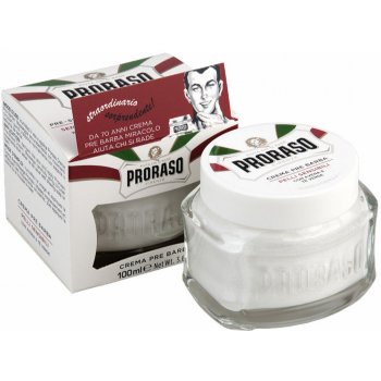 Proraso White Pre-Shave Cream krém pro snadnější oholení s mentolem, eukalyptem a glycerinem 100 ml