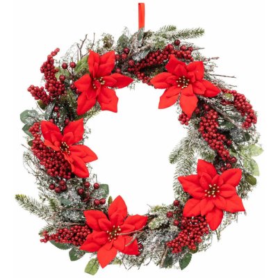 Atmosphera Vánoční věnec s Betlémskou hvězdou 50 cm červená – Hledejceny.cz