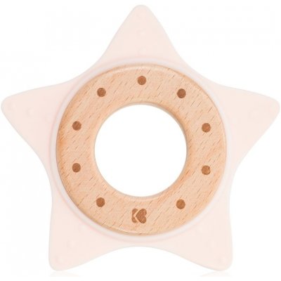 KikkaBoo kousátko silikon a dřevo Star Pink – Zboží Mobilmania