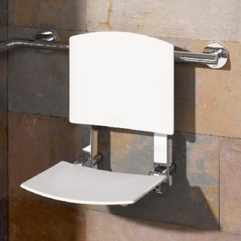 Keuco Plan Care - Sprchové sedátko 31x36 cm, závěsné, s opěrkou, bílá/chrom 34981010051