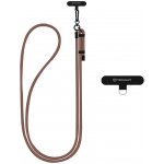 Techsuit - Lanový popruh na krosnu RCS1-72 - pro telefony, karabina, nylonový oplet, odolný, nastavitelný - Coffee Bean – Zboží Mobilmania