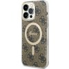 Pouzdro a kryt na mobilní telefon Apple Guess IML 4G Printed Crossbody iPhone 15 Pro Max hnědé