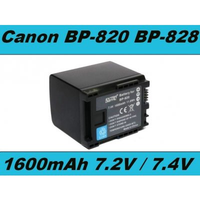 TopTechnology Baterie Canon BP-820, BP-828 1600mAh s čipem Li-Ion 7,2V nahrazuje ORIGINÁL
