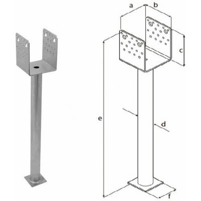 Domax zapuštěná patka sloupku typu U Žárový zinek (ZNO) PSS R500 140 - 141 x 120 x 125 x 4.0 mm – Sleviste.cz