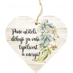 Závěs dřevo srdce s potiskem 120 mm - pane učiteli, děkuji ... – Hledejceny.cz