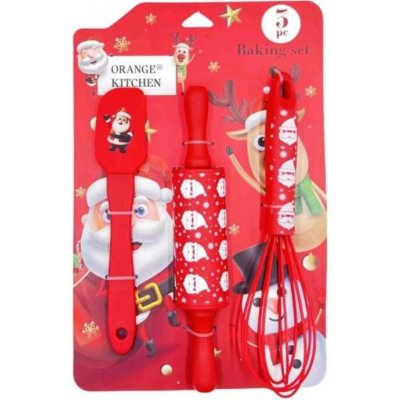 Dortisimo Cukrářská sada stěrka, váleček a šlehací metla červená s vánočním motivem (3 ks) – Zboží Dáma