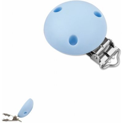 Silikonový klip na dudlík 34 mm s kovovou sponou Pastel Blue - 1 ks – Sleviste.cz