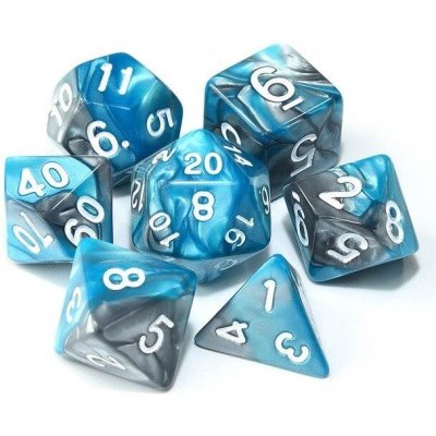 Tlama games Sada 7 dvoubarevných perleťových kostek pro RPG azurovo-šedá – Zboží Živě