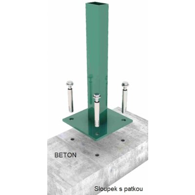 Gelend Sloupek ocelový 60x60mm s patkou výška: 1470 mm, patka rozměr: 100x150 mm – Sleviste.cz