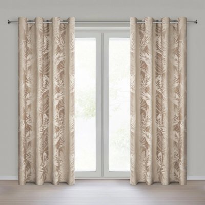 EUROFIRANY ZATEMŇOVACÍ ZÁVĚS NA KROUŽCÍCH VERA 140X250 CM LISTY – Hledejceny.cz
