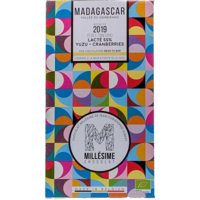 Millésime Chocolat Bio mléčná čokoláda s yuzu a brusinkami Madagaskar 55 %, 70 g – Zboží Mobilmania