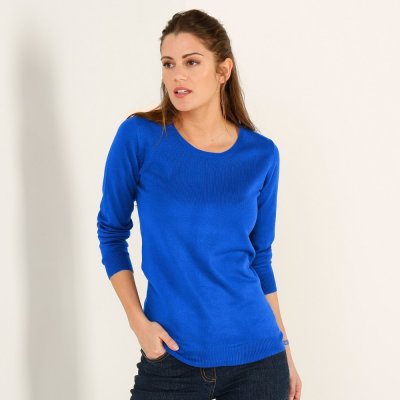 Blancheporte Jednobarevný pulovr s kulatým výstřihem tmavě modrá – Zboží Mobilmania