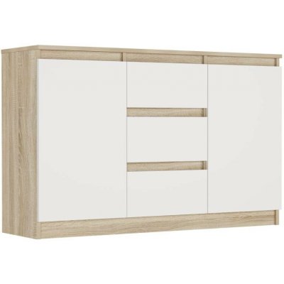 Framire Komoda sonoma mix bílá 120 x 76 x 33 cm R-120-S3 – Zboží Mobilmania