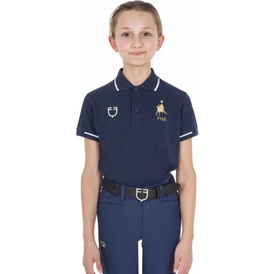 Equestro Tričko Polo X Fise s krátkým rukávem s knoflíky dětské navy blazer – Zboží Dáma