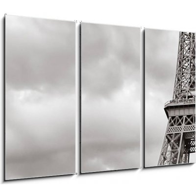 Obraz 3D třídílný - 105 x 70 cm - Eiffel tower view from Seine river square format Pohled na Eiffelovu věž z řeky Seiny ve čtvercovém formátu – Zboží Mobilmania