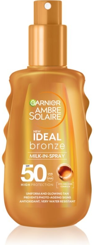 Garnier Ambre Solaire ideal bronze opalovací tělové mléko ve spreji SPF 50, 150 ml