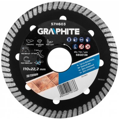 Graphite Diamantový řezný kotouč 110 x 22,2 mm 58GE138 – Zboží Mobilmania