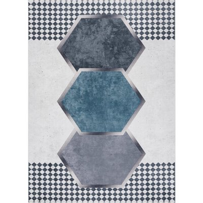 Hakano Arlen Rhombus šedo-modrý s geometrickým obrazcem – Zboží Mobilmania