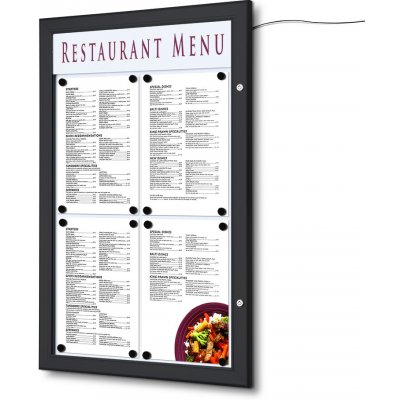 Jansen Display Menu vitrína 4xA4 LED lišta, v černé barvě RAL9005, 505 x 779 mm – Zboží Živě