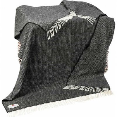 Hanly Deka Merino vlna kašmír Charcoal Grey Herringbone John 180x136