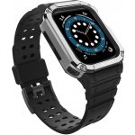 Hurtel Ochranný řemínek s pouzdrem pro Apple Watch 7 / 6 / 5 / 4 / 3 / 2 / SE (41 / 40 / 38 mm) pancéřové pouzdro na hodinky černé / stříbrné 5907769311925 – Zboží Živě