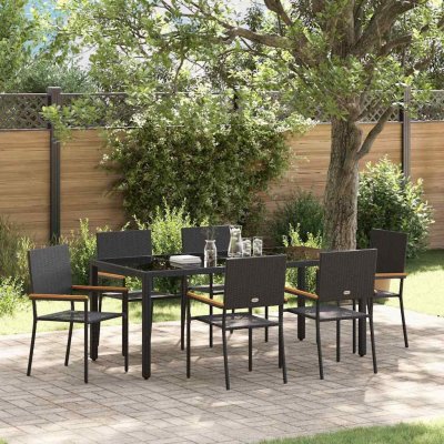Omaxi 455154 Zahradní jídelní souprava 7 pcs Černá 190 x 90 x 75 cm – Hledejceny.cz