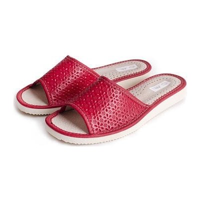 Vlnka dámské letní kožené pantofle bez špice červená – Zboží Mobilmania