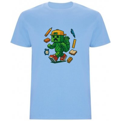 Dětské tričko minecraft creeper školák Tisknemena.cz nebesky modrá – Zboží Mobilmania