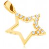 Přívěsky Šperky eshop Zlatý přívěsek 585 velká hvězda s broušenými zirkony na třech cípech GG02.16