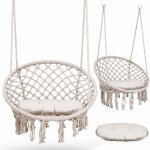 Sofotel Závěsné zahradní křeslo BOHO béžové polštářek – Sleviste.cz