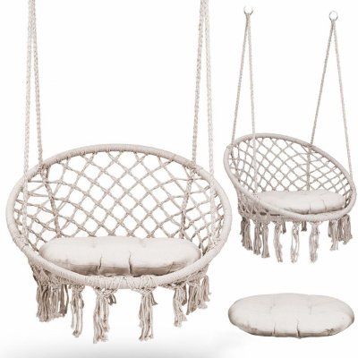 Sofotel Závěsné zahradní křeslo BOHO béžové polštářek – Sleviste.cz